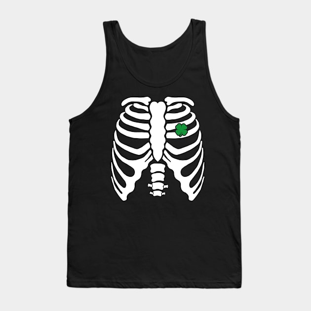 Skeleton Clover Heart Rib Cage X-Ray St Patricks Day Tank Top by trendingoriginals